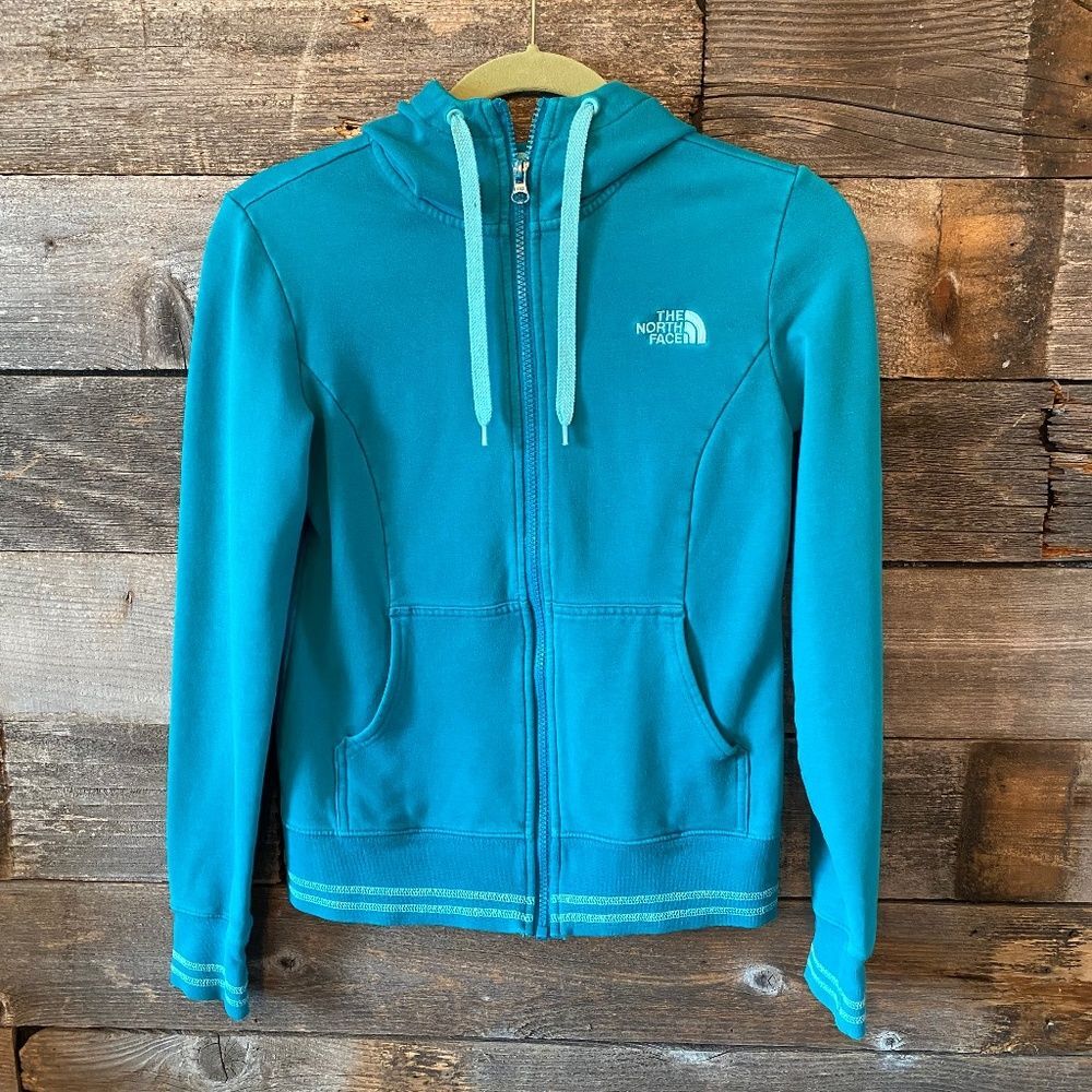North Face zip hoodie teal XS